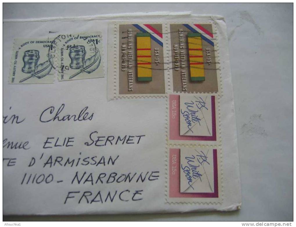 1979 MARCOPHILIE LETTRE DES ETATS UNIS USA :CLIFTON  POUR NARBONNE AUDE 11 / FRANCE /AIR MAIL - Covers & Documents