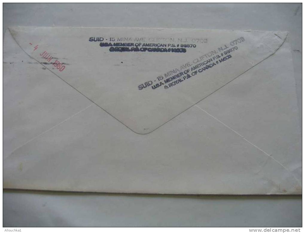 1979 MARCOPHILIE LETTRE DES ETATS-UNIS : CLIFTON N.J. POUR NARBONNE AUDE 11 / FRANCE  AIR MAIL PAR AVION AERO - Covers & Documents