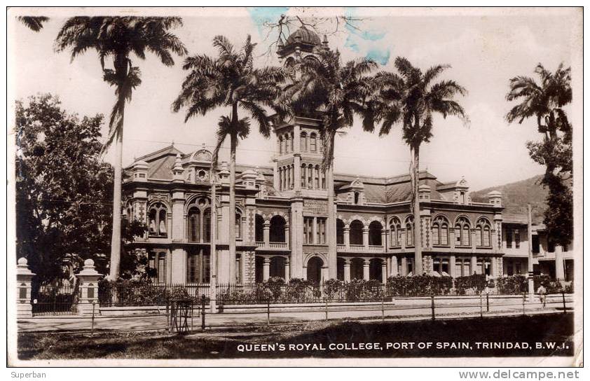 TRINIDAD  Et TOBAGO : PORT OF SPAIN - QUEEN´S ROYAL COLLEGE - CARTE ´VRAIE PHOTO´ VOYAGÉE En 1949 (a-857) - Trinidad