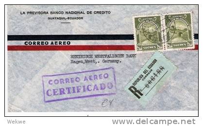 Ecu045/  ECUADOR - Rio Bamba, Wasserkanal, 1947 (Paar), Einschreiben - Ecuador