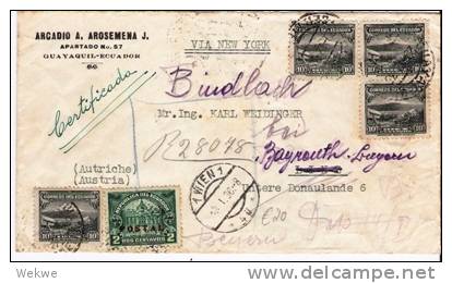 Ecu047/  ECUADOR - Vulkan (4 X) + Postal-Überdruck 1936 - Ecuador