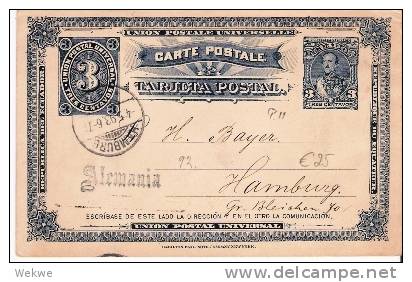 Ecu055/  ECUADOR - Präsident + Ziffer, Beide Je 3 Cent. 1893, Hamburg - Ecuador