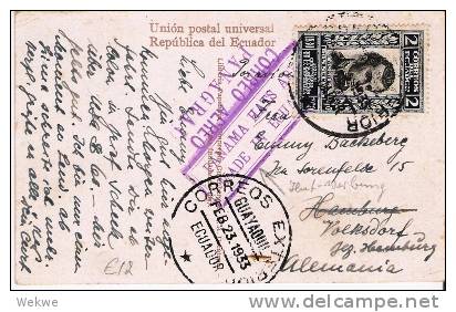 Ecu066/  ECUADOR - Per PANAGRA Nach Hamburg 1933, Produktwerbung F. Hüte - Ecuador