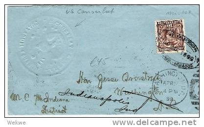 Ecu073/  ECUADOR - Von US-Konsulat 1899. 10 C. Marke, Wappenmuster - Ecuador