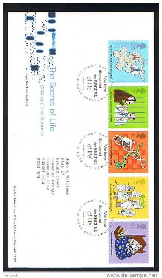 2003 Secret Of Life GB FDC First Day Cover - Ref B142 - 2001-2010 Decimal Issues