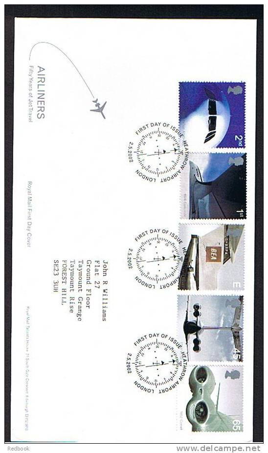 2002 Airliners GB FDC First Day Cover - Ref B142 - 2001-2010 Decimal Issues