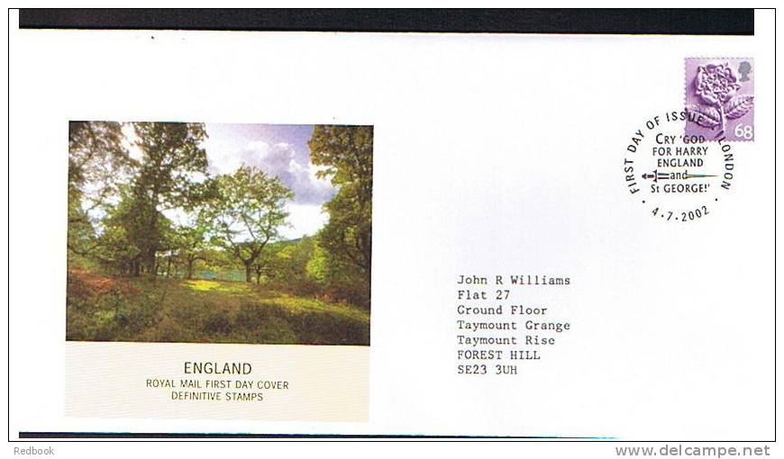 2002 England 68p Regional GB FDC First Day Cover - Ref B142 - 2001-2010 Em. Décimales