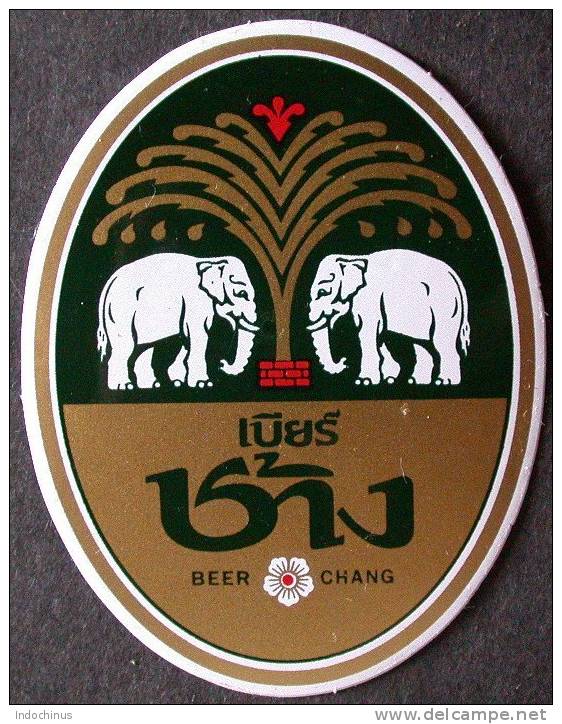 Autocollant  CHANG  BEER BIERE  THAILANDE ELEPHANT  ENVOI GRATUIT - Alcohols