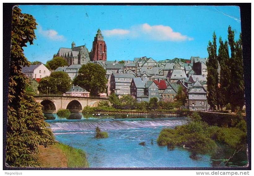 Postage Due,Porto Stamp,Germany,Wetzlar,Town View,Bridge,River,postcard - Wetzlar