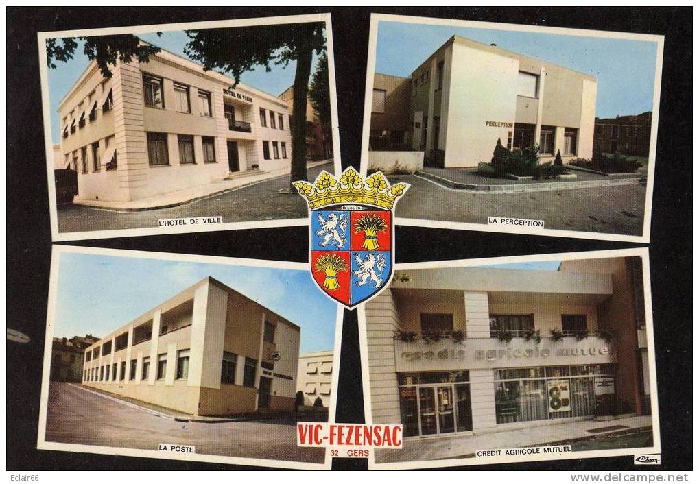 32 VIC FEZENSAC Cpm Multivues   Les Principaux  Batiments  De La Villes  Année  1983 - Vic-Fezensac