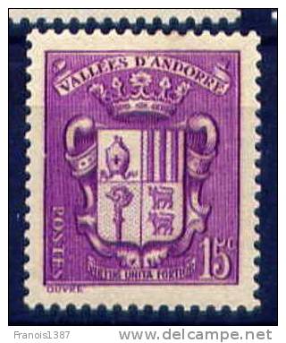 ANDORRE - N°  52 * - Armoiries De Vallées - Unused Stamps