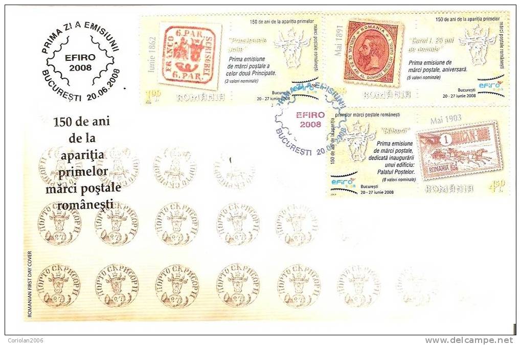 Romania 2008 / EFIRO 2008 / Set 2 Fdc - Overprint Gold - FDC