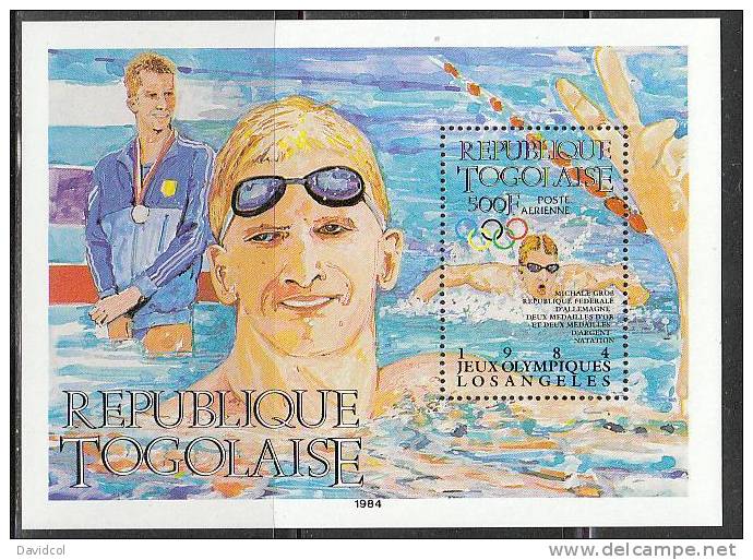 P375.-.Togo #C508 MNH 1984 Olympic Champions S/S .Swimmer Germany Michale Gross 4 Medal Winner At Los Angeles In 1984 - Sommer 1984: Los Angeles