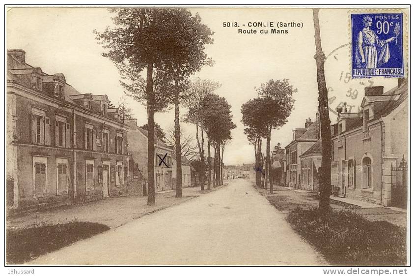 Carte Postale Ancienne Conlie - Route Du Mans - Conlie