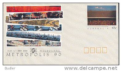 AUSTRALIA : 1990: Post. Stat.: METROPOLIS,INDUSTRY,HARBOUR,ELECTRICITY, - Postal Stationery