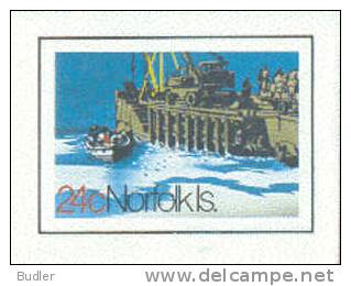 NORFOLK ISLAND : 1980 : Post. Stat. : NAVIGATION,JETTY,LIGHTER,TRANSPORT,BAY,MOUNTAINS,GEOLOGY, - Autres (Mer)