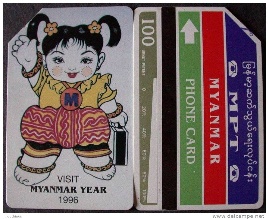 TELECARTE  MYANMAR / BIRMANIE / BURMA / 1996  PORT OFFERT + Drapeau Birman En Cadeau - Myanmar (Burma)