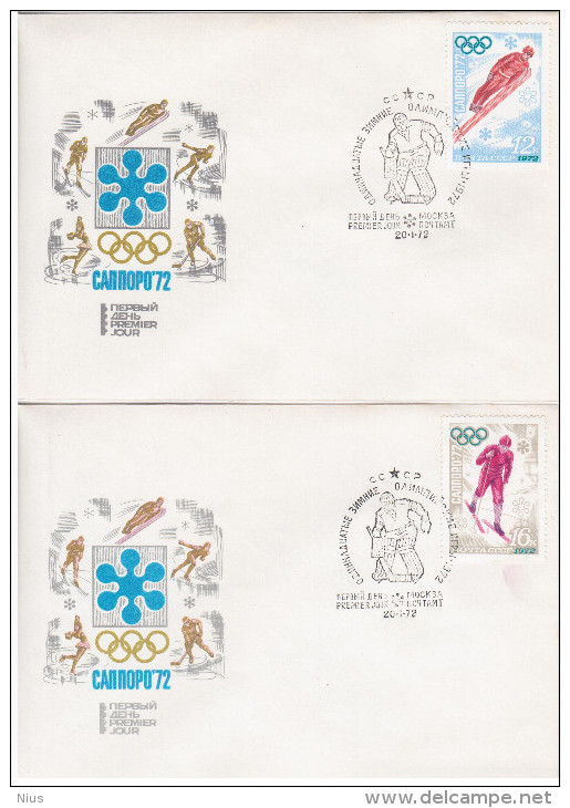 Russia USSR 1972 FDC X6 11th Winter Olympic Games In Sapporo, Japan, Sport Sports - FDC