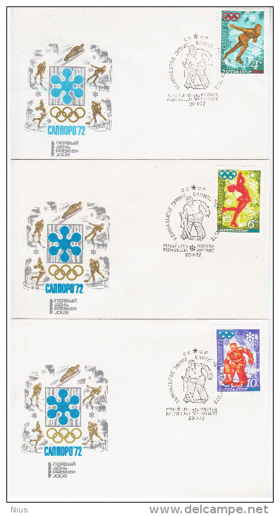 Russia USSR 1972 FDC X6 11th Winter Olympic Games In Sapporo, Japan, Sport Sports - FDC