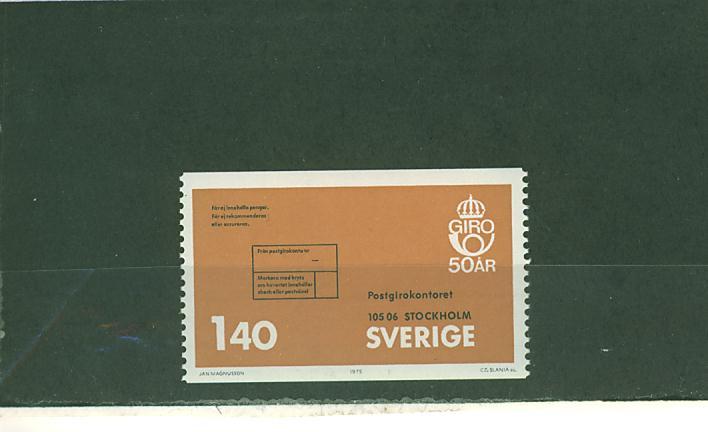 4S0129 50e Anniversaire Des Cheques Postaux 870 Suede 1975 Neuf ** - Unused Stamps