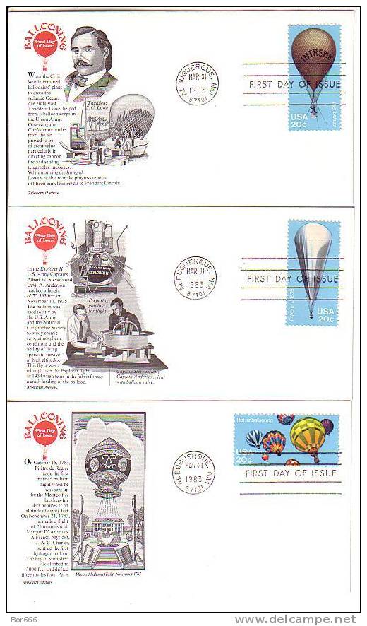 USA FDC Set Of 5 - BALLOONING 1983 - Stamped: ALBUQUERQUE - Other (Air)