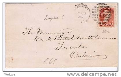 C-V029a/  KANADA - Streifband (wrapper) 1874, London-Toronto. Victoria 3 C. (Brief, Cover, Lettre) - Storia Postale