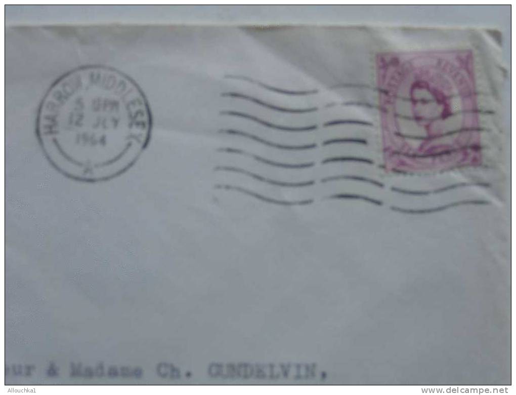 1964 MARCOPHILIE LETTRE DE GREAT-BRITAIN: HARROW MIDDLESEX POUR FLERS DE L'ORNE 61  FRANCE BY AIR MAIL PAR AVION - Máquinas Franqueo (EMA)