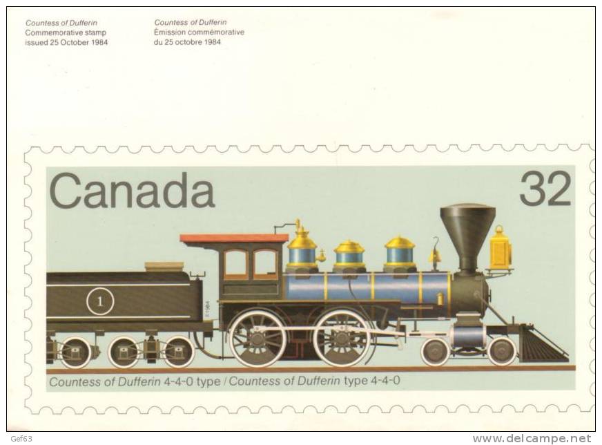 Countess Of Dufferin 4-4-0 Type - Émission Commémorative / Commemorative Stamp Issued - 25 Octobre 1984 - Timbres (représentations)