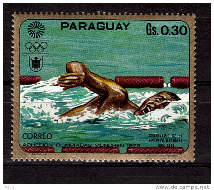 PARAGUAY  N° 1061 **   Jo 1972  Natation - Schwimmen