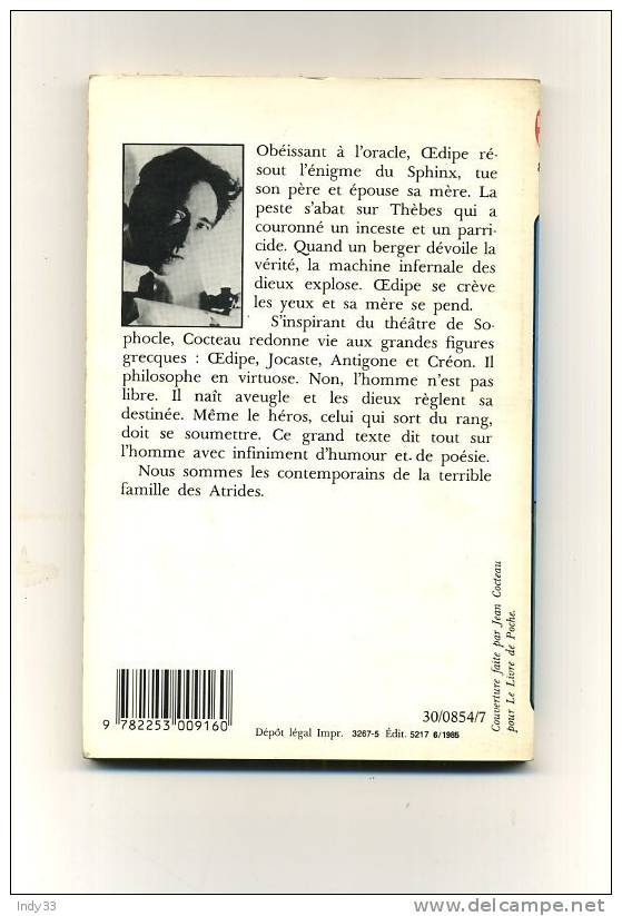 - LA MACHINE INFERNALE . PAR J. COCTEAU . LE LIVRE DE POCHE N°854  1985 - Franse Schrijvers