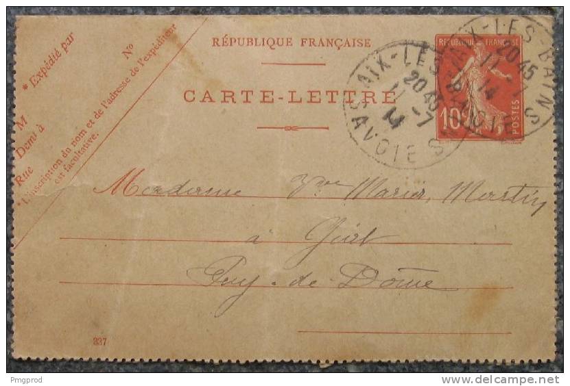 FRANCE - CARTE-LETTRE - 11 Juillet 1914 - AIX LES BAINS (SAVOIE) - Kaartbrieven