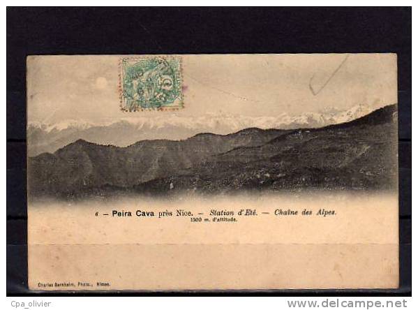 06 PEIRA CAVA (envs Lucéram) Chaine Des Alpes, Vue Générale, Carte Taxée, Ed Bernheim 6, 190? - Lucéram