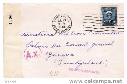 Can082/ KANADA -  Brief An Das Rote Kreuz (red Cross) Genf. Deut./Can. Zensur - Briefe U. Dokumente