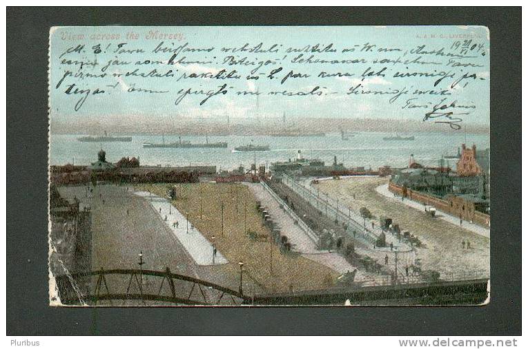 1904 VIEW ACROSS THE MERSEY, LIVERPOOL, VINTAGE POSTCARD - Liverpool