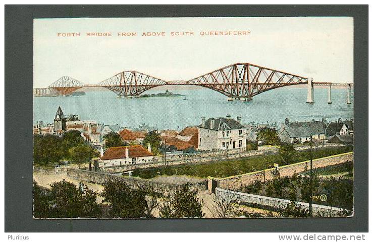 FORTH BRIDGE FROM ABOVE SOUTH QUEENSFERRY, EDINBURGH VINTAGE COLOUR POSTCARD - Midlothian/ Edinburgh