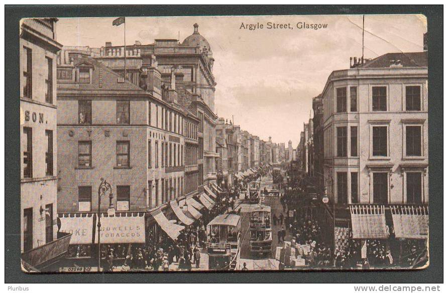 GLASGOW, ARGYLE STREET, TRAFFIC, TRAM, VINTAGE POSTCARD - Lanarkshire / Glasgow