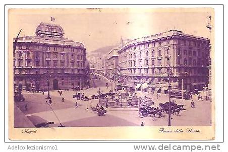 6382)cartolina Illustratoria Napoli - Piazza Della Borsa - Storia Postale