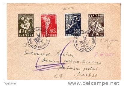 Bul025/  BULGARIEN - FDC/Einschreiben, Postdienste 1947 Nach ASCONA,  Locarno, Schweiz - Briefe U. Dokumente