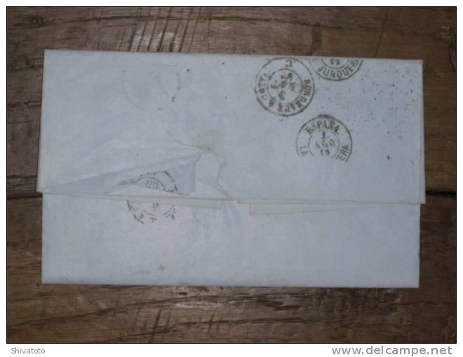 (173) Beautiful Old Stampless Cover From Barcelona(Spain-08/02/1852)to Paris(France) - ...-1850 Prephilately