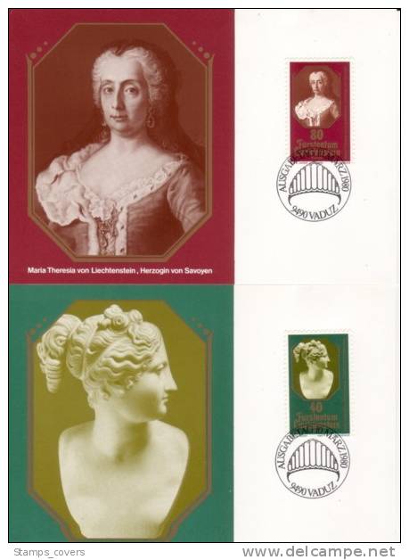 LIECHTENSTEIN MK MICHEL 13 (741/42) €5.00 - Maximum Cards