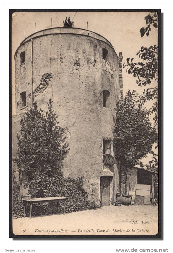 92 FONTENAY Aux ROSES,  La Vieille Tour Du Moulin De La Galette, ND Phot -36- Angles Arrondis Et Plis Supérieurs - Fontenay Aux Roses