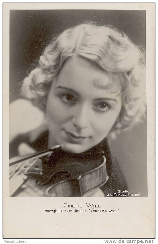 CARTE PHOTO GINETTE WILL - VIOLON - Studio Manuel Frères - Musique Et Musiciens