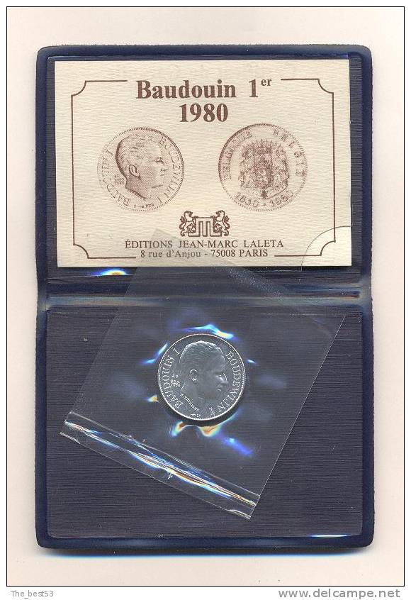 Petite Médaille En Argent (diam. 21 Mm) De Baudoin 1 Er  1980  Belgique - Autres & Non Classés