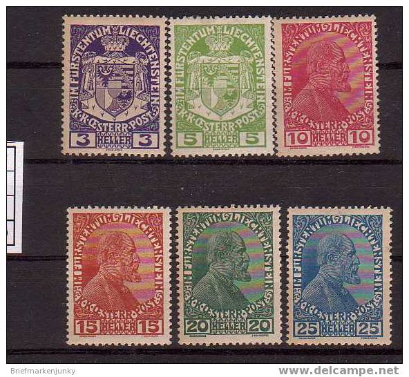 883) Lichtenstein Mi.Nr. 4-9 Ungebraucht * - Unused Stamps