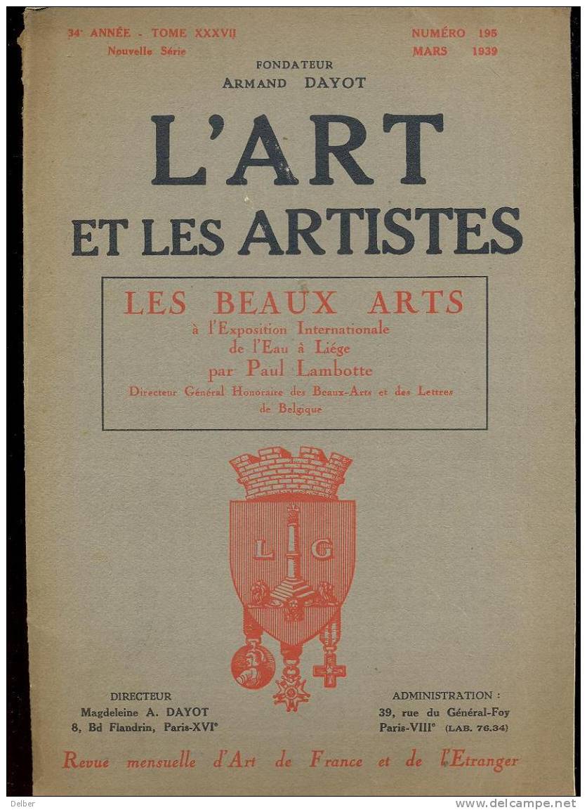 Bo966: L´ART ET LES ARTISTES Art Ancien Art Moderne  Art Décoratif  - 34e Année N°195 - Mars 1939 - 1900 - 1949