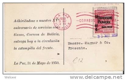 Bol044/  BOLIVIEN - PANAGRA 15 Jahre, Sonderausgabe/Stempel 31.5.1950 - Bolivie