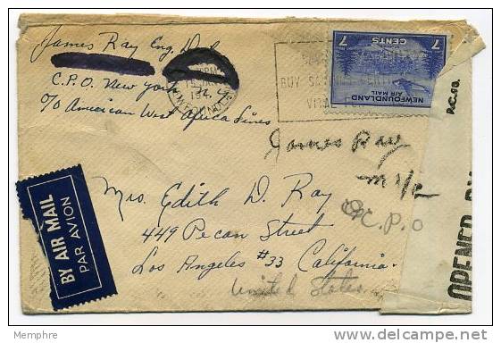 1943?  Censored Air Mail  Letter To USA - 1908-1947