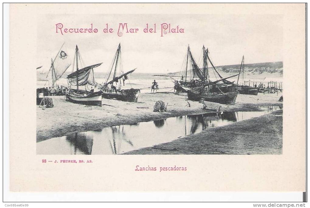 New Price 2024 93) MAR DEL PLATA  LANCHAS PESCADORAS Bateaux Peche Fishing Boats ARGENTINA +/- 1900 UNUSED J PEUSER - Fishing Boats