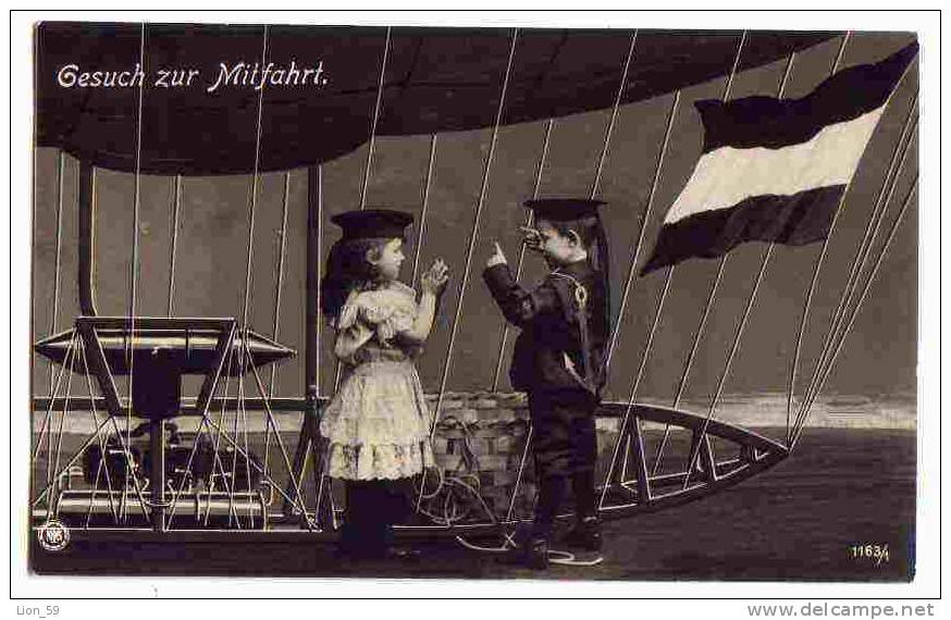 CHILDREN AIRCRAF YOUNG GIRL BOY GESUCH ZUR MITFAHRT Photo Series - 1163/1 NPG Pc 1909S / 4385 - Balloons