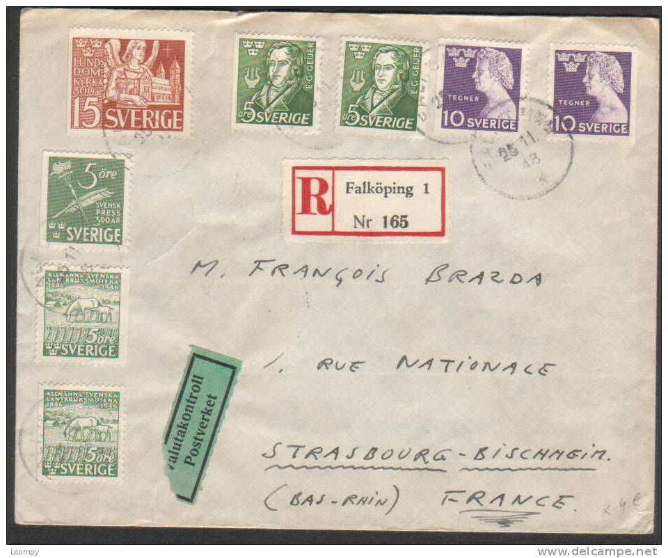 SWEDEN - Registered Cover To France 1948 - Briefe U. Dokumente